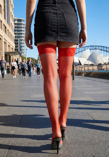 Garter Stockings Nylon rouge (ref. 602)